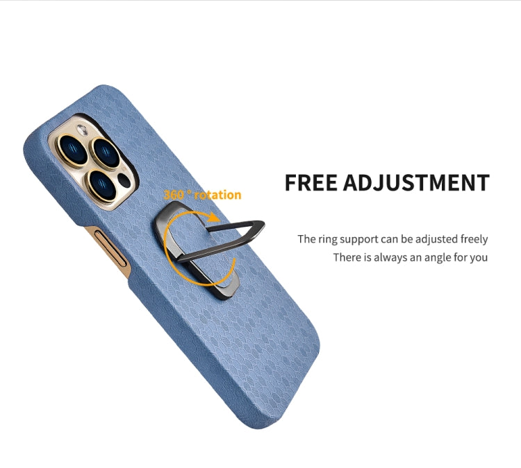 Ring Holder Honeycomb PU Phone Case For iPhone 13, For iPhone 13