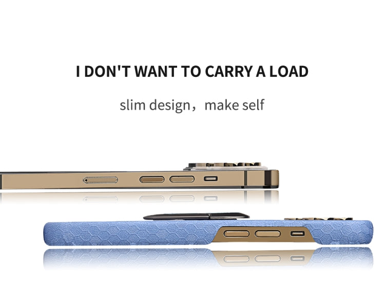 Ring Holder Honeycomb PU Phone Case For iPhone 13, For iPhone 13