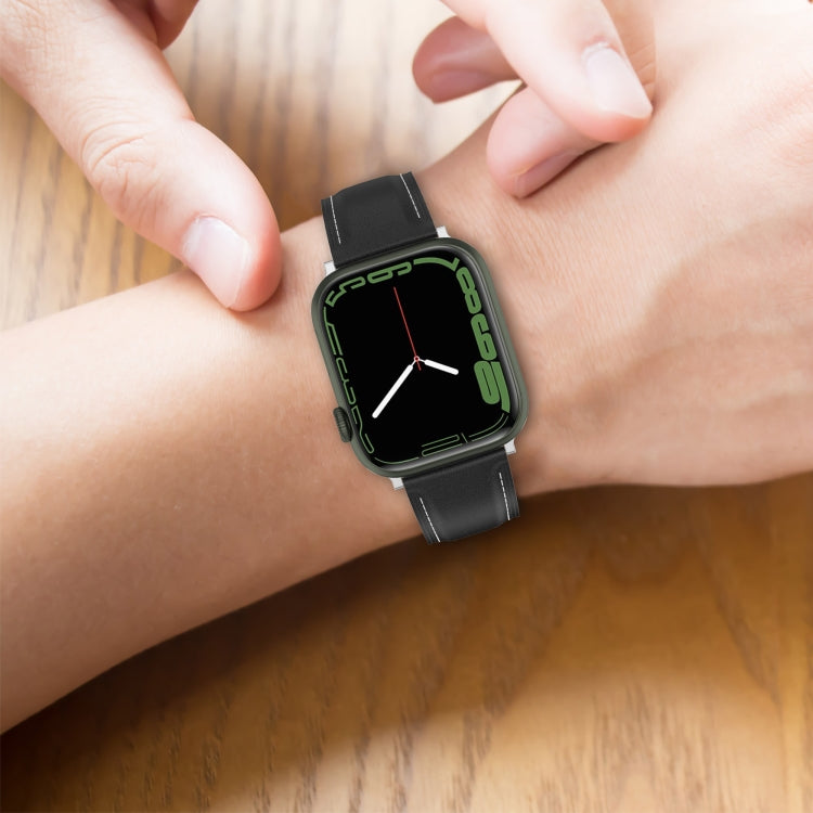 Top Layer Cowhide Sewing Watch Strap For Apple Watch Series, 7 41mm / 6&SE&5&4 40mm / 3&2&1 38mm 20mm, 7 45mm / 6&SE&5&4 44mm / 3&2&1 42mm 22mm, 7 41mm / 6&SE&5&4 40mm / 3&2&1 38mm 22mm, 7 45mm / 6&SE&5&4 44mm / 3&2&1 42mm 20mm