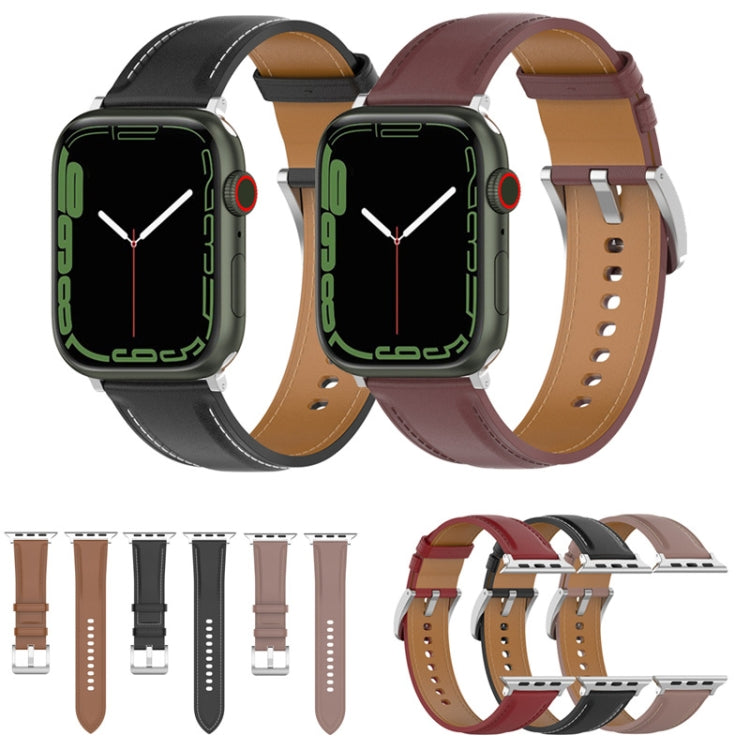 Top Layer Cowhide Sewing Watch Strap For Apple Watch Series, 7 41mm / 6&SE&5&4 40mm / 3&2&1 38mm 20mm, 7 45mm / 6&SE&5&4 44mm / 3&2&1 42mm 22mm, 7 41mm / 6&SE&5&4 40mm / 3&2&1 38mm 22mm, 7 45mm / 6&SE&5&4 44mm / 3&2&1 42mm 20mm