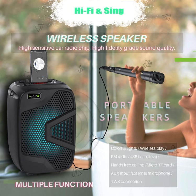 NewRixing NRG501B Outdoor Karaoke Wireless Speaker High-Power Audio Amplifier, With Mic, No Mic
