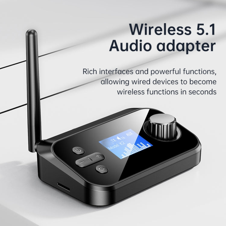 C41S Bluetooth 5.0 Audio Receiver 2 in 1 with Screen Fiber Coaxial Adapter, C41S