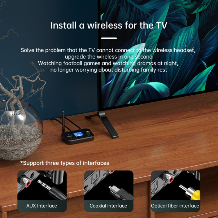 C41S Bluetooth 5.0 Audio Receiver 2 in 1 with Screen Fiber Coaxial Adapter, C41S