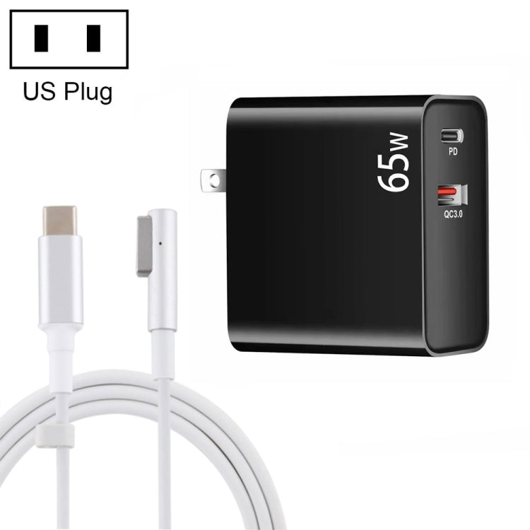 PD-65W USB-C / Type-C + QC3. 0 USB Laptop Charging Adapter + 1.8m USB-C / Type-C to MagSafe 1 / L Head Data Cable, US Plug, MagSafe 1 / L Cable, US Plug