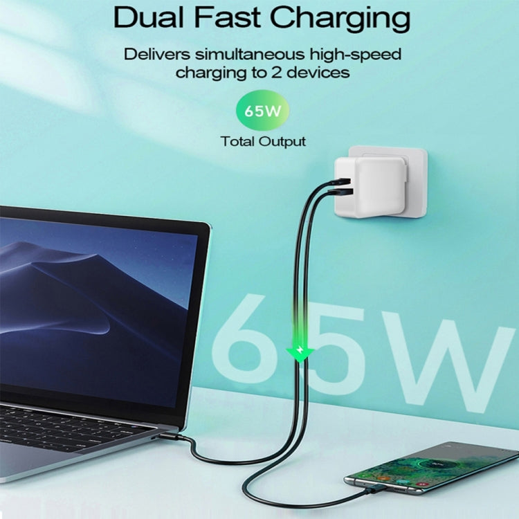 PD-65W USB-C / Type-C + QC3. 0 USB Laptop Charging Adapter + 1.8m USB-C / Type-C to MagSafe 1 / L Head Data Cable,  AU Plug / EU Plug / US Plug / UK Plug, MagSafe 1 / L Cable, AU Plug / EU Plug / US Plug / UK Plug