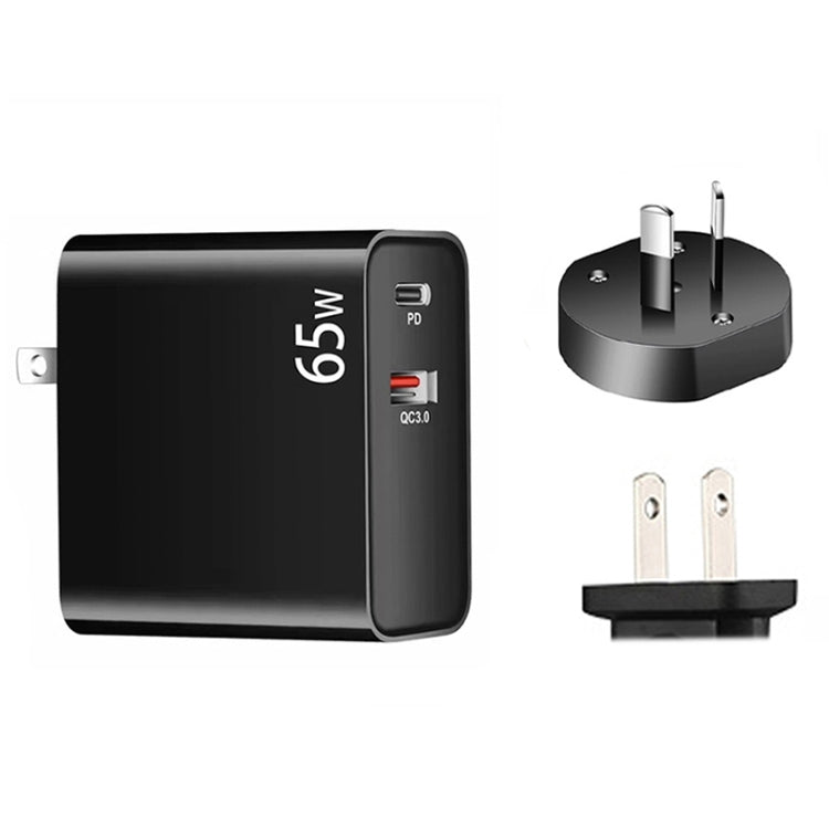 PD-65W USB-C / Type-C + QC3. 0 USB Laptop Charging Adapter + 1.8m USB-C / Type-C to MagSafe 2 / T Head Data Cable, AU Plug / US Plug, MagSafe 2 / T Cable, AU Plug / US Plug