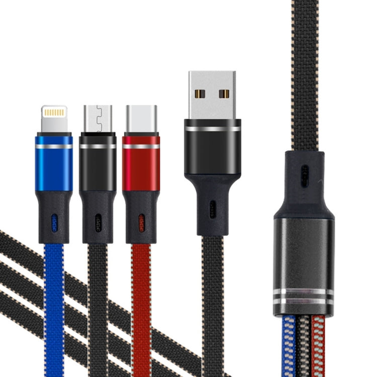 XJ-76 40W 5A 3 in 1 USB to 8 Pin + Type-C + Micro USB Super Flash Charging Cable, Length: 1.18m, XJ-76 40W