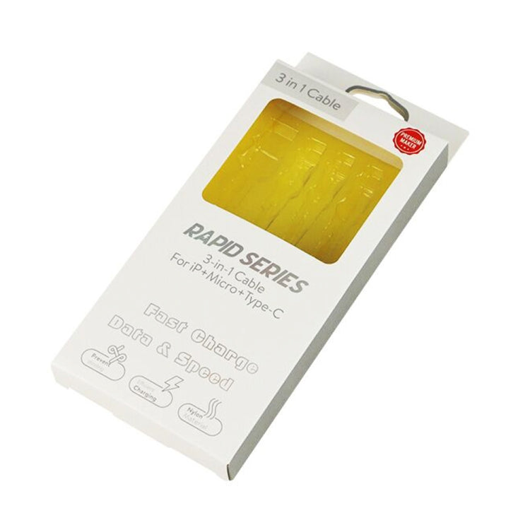 XJ-76 40W 5A 3 in 1 USB to 8 Pin + Type-C + Micro USB Super Flash Charging Cable, Length: 1.18m, XJ-76 40W