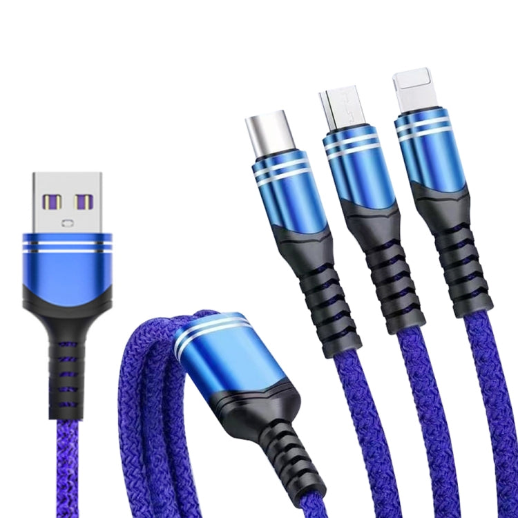 XJ-78 66W 6A 3 in 1 USB to 8 Pin + Type-C + Micro USB Super Flash Charging Cable, Length: 1.2m, XJ-78 66W