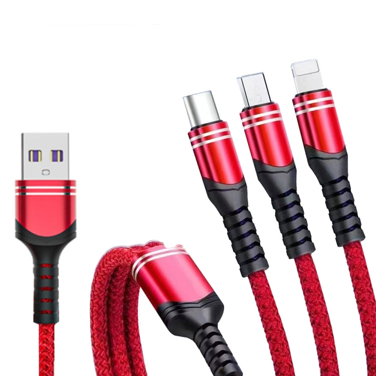 XJ-78 66W 6A 3 in 1 USB to 8 Pin + Type-C + Micro USB Super Flash Charging Cable, Length: 1.2m, XJ-78 66W