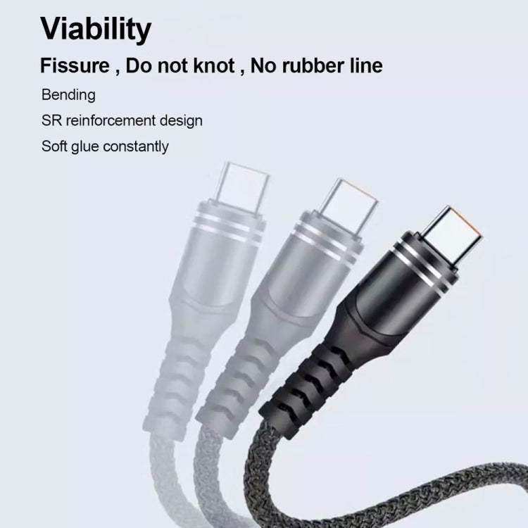 XJ-78 66W 6A 3 in 1 USB to 8 Pin + Type-C + Micro USB Super Flash Charging Cable, Length: 1.2m, XJ-78 66W