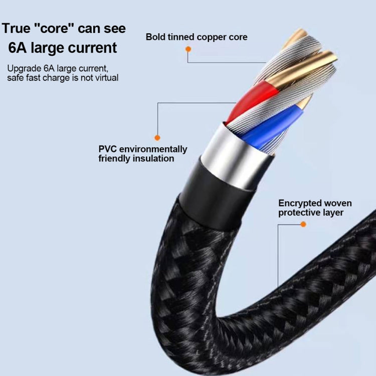 XJ-78 66W 6A 3 in 1 USB to 8 Pin + Type-C + Micro USB Super Flash Charging Cable, Length: 1.2m, XJ-78 66W