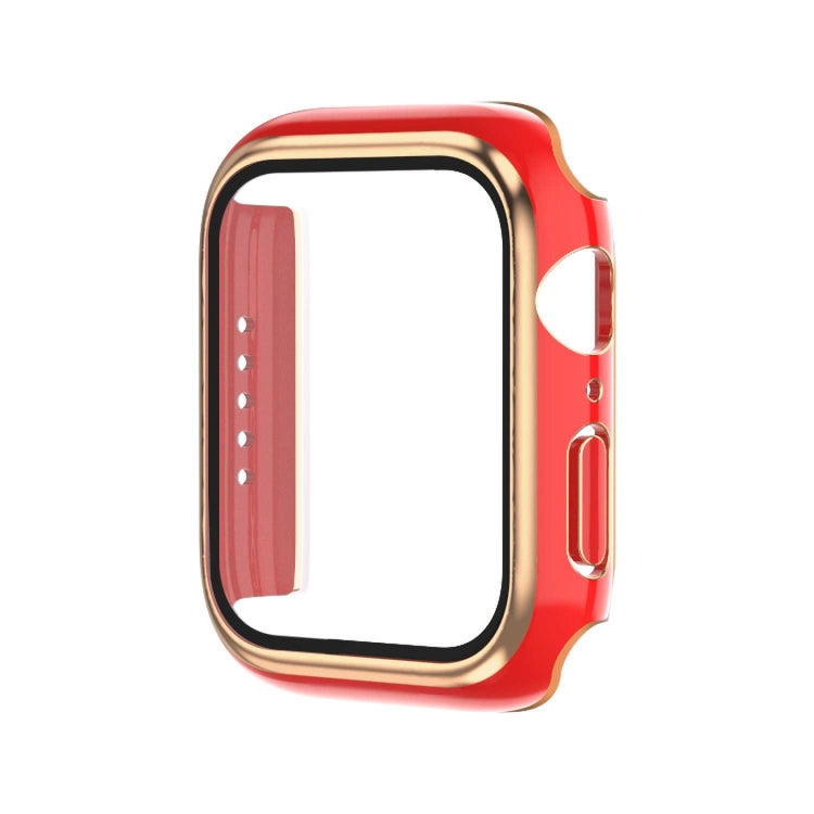 Electroplating Two-color PC+Tempered Film Watch Case, For Apple Watch Series 9 / 8 / 7 41mm