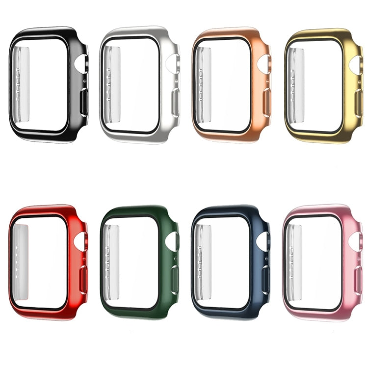 Electroplating Monochrome PC+Tempered Film Watch Case, For Apple Watch Series 9 / 8 / 7 45mm, For Apple Watch Series 8 / 7 45mm, For Apple Watch Series 6/5/4/SE 44mm, For Apple Watch Series 3/2/1 42mm