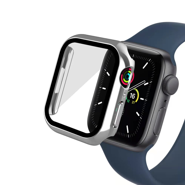 Electroplating Monochrome PC+Tempered Film Watch Case, For Apple Watch Series 9 / 8 / 7 41mm, For Apple Watch Series 6/5/4/SE 40mm, For Apple Watch Series 3/2/1 38mm