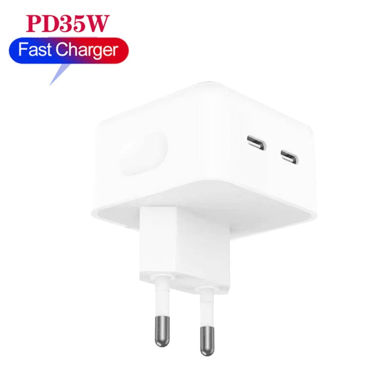 PD 35W Dual USB-C / Type-C Ports Charger for iPhone / iPad Series, EU Plug, EU Plug