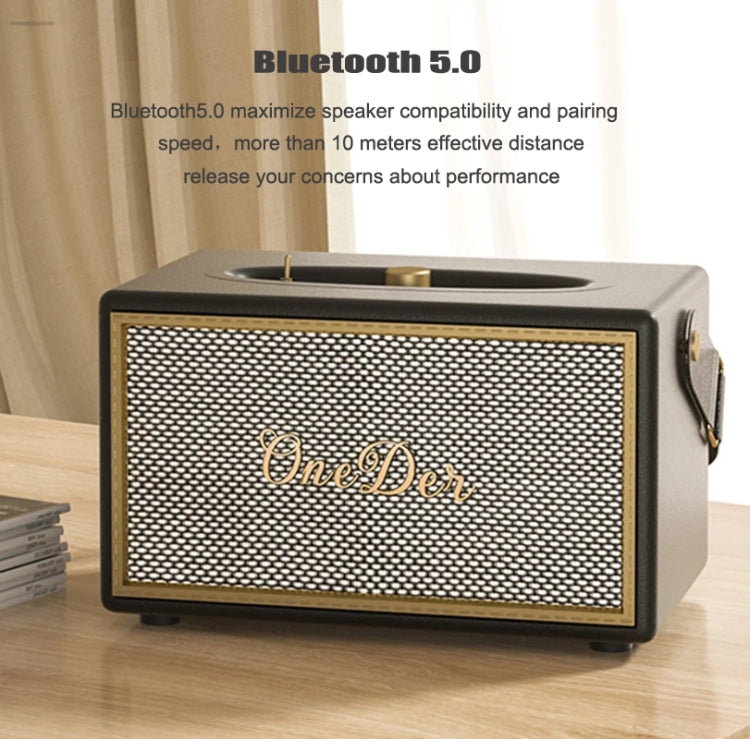 Oneder D6 40W Retro Classic Wooden Portable Outdoor Bluetooth Speaker, D6