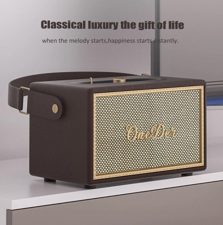 Oneder D6 40W Retro Classic Wooden Portable Outdoor Bluetooth Speaker, D6
