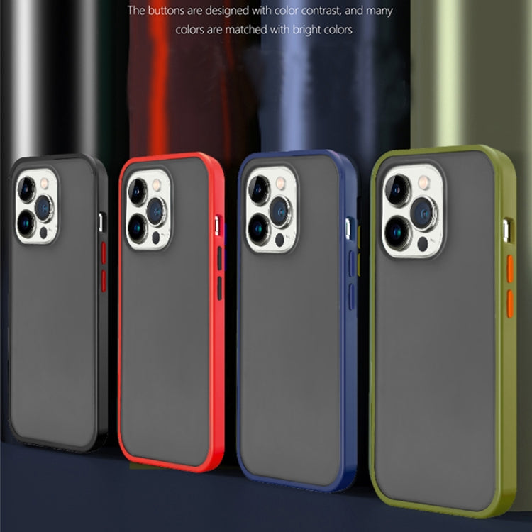 Frosted Skin Feel PC Contrast Color Button Phone Case, For iPhone 14, For iPhone 14 Plus