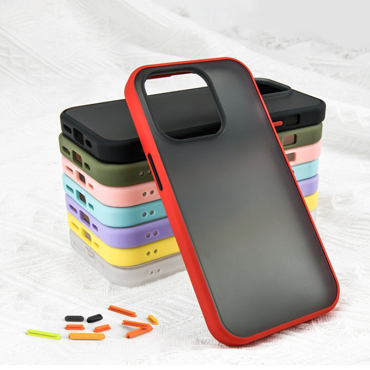 Frosted Skin Feel PC Contrast Color Button Phone Case, For iPhone 14, For iPhone 14 Plus