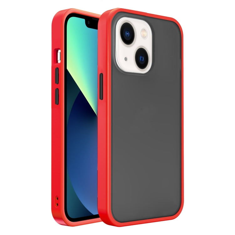 Frosted Skin Feel PC Contrast Color Button Phone Case, For iPhone 14, For iPhone 14 Plus
