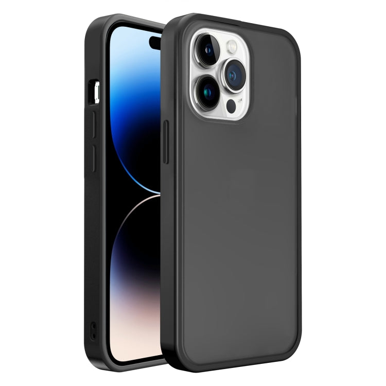 Frosted Skin Feel PC Contrast Color Button Phone Case, For iPhone 14 Pro, For iPhone 14 Pro Max