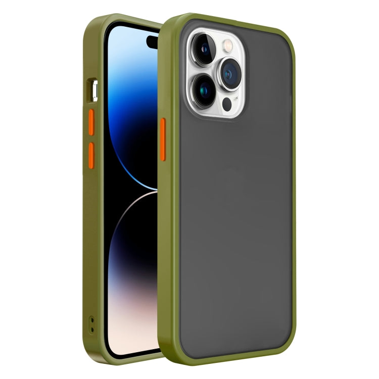 Frosted Skin Feel PC Contrast Color Button Phone Case, For iPhone 14 Pro, For iPhone 14 Pro Max