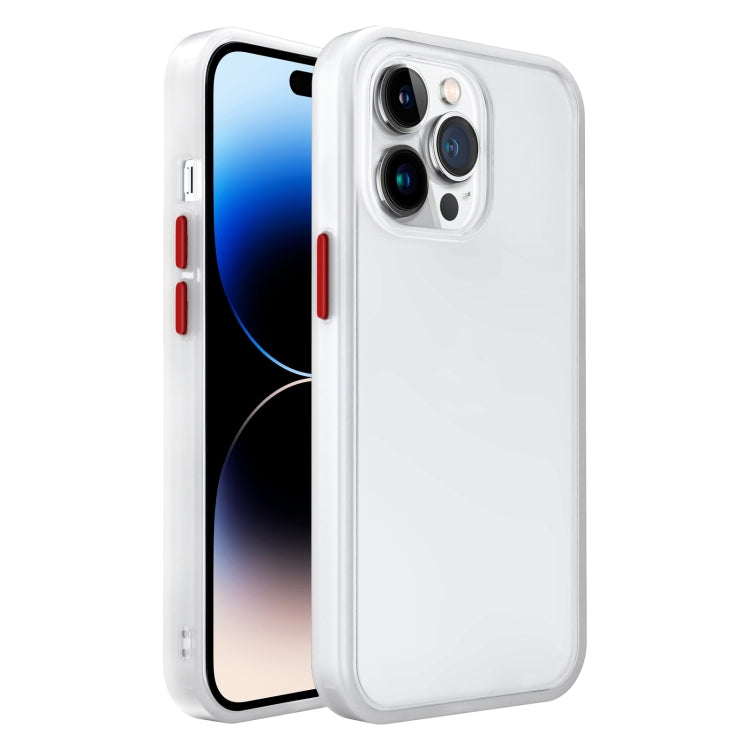 Frosted Skin Feel PC Contrast Color Button Phone Case, For iPhone 14 Pro, For iPhone 14 Pro Max