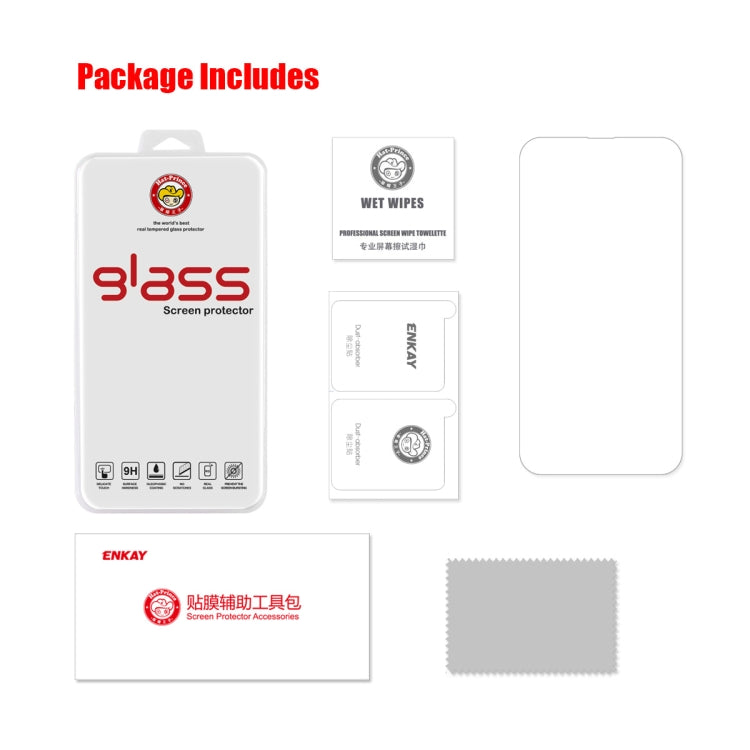 For iPhone 16e / 14 / 13 / 13 Pro ENKAY 0.26mm 9H 2.5D Tempered Glass Film, For iPhone 16e / 14 / 13 / 13 Pro (1 PC), For iPhone 16e / 14 / 13 / 13 Pro (2pcs), For iPhone 16e / 14 / 13 / 13 Pro (5pcs), For iPhone 16e / 14 / 13 / 13 Pro (10pcs)