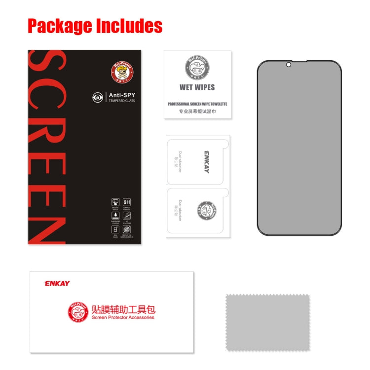 For iPhone 16e / 14 / 13 / 13 Pro ENKAY 28 Degree Anti-peeping Tempered Glass Film, For iPhone 16e / 14 / 13 / 13 Pro (1 PC), For iPhone 16e / 14 / 13 / 13 Pro (2pcs), For iPhone 16e / 14 / 13 / 13 Pro (5pcs)