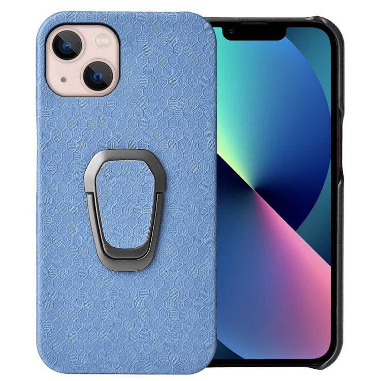 Ring Holder Honeycomb PU Phone Case For iPhone 14, For iPhone 14