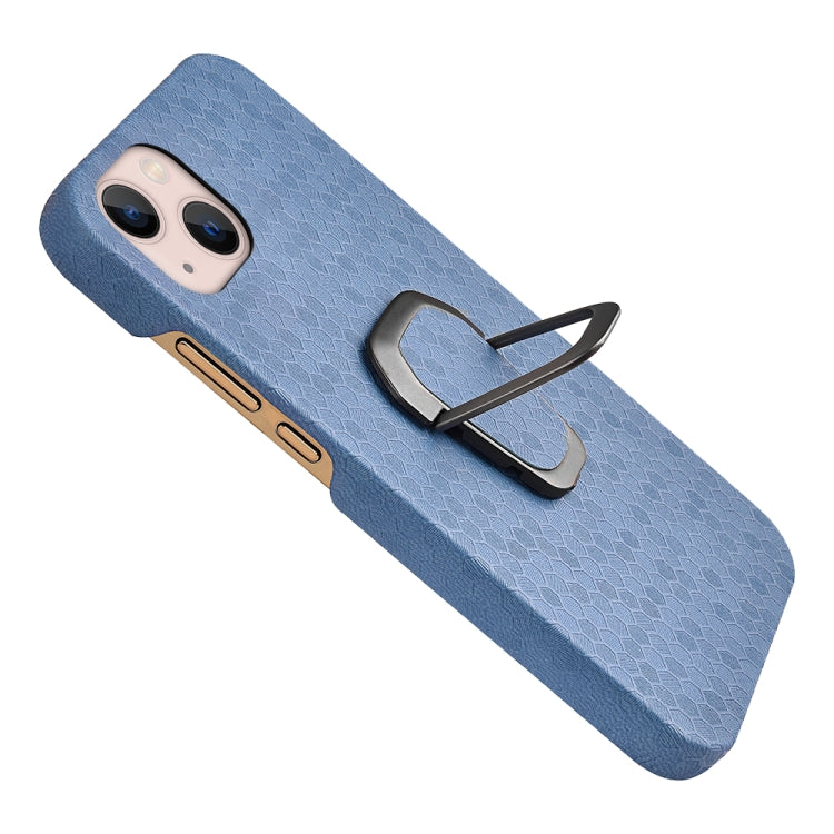 For  iPhone 14 Max Ring Holder Honeycomb PU Phone Case, For iPhone 14 Plus
