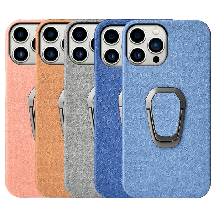 For iPhone 14 Pro Max Ring Holder Honeycomb PU Phone Case, For iPhone 14 Pro Max