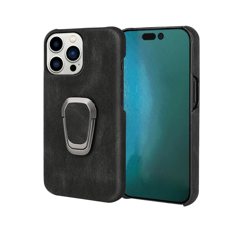 Ring Holder PU Phone Case For iPhone 14 Pro Max, For iPhone 14 Pro Max