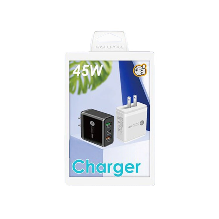 45W PD3.0 + 2 x QC3.0 USB Multi Port Quick Charger, US Plug, US Plug