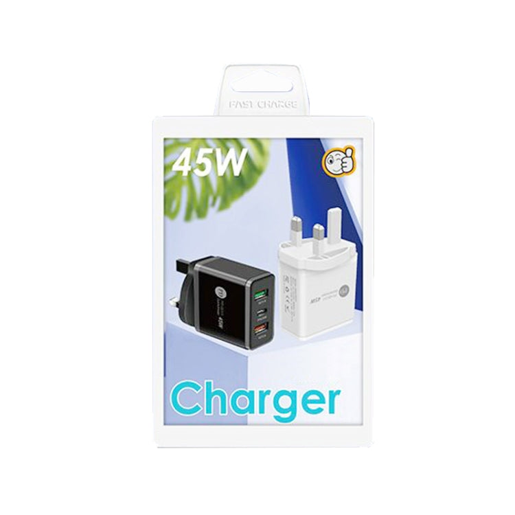 45W PD3.0 + 2 x QC3.0 USB Multi Port Quick Charger, UK Plug, UK Plug