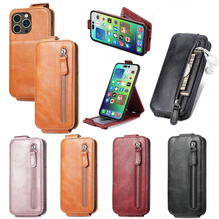 Zipper Wallet Vertical Flip Leather Phone Case