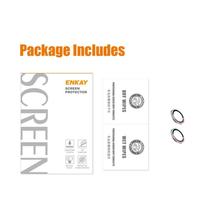 ENKAY Glitter Rear Lens Aluminium Alloy Tempered Glass Film For iPhone 14 / 14 Max, For iPhone 14 / 14 Plus