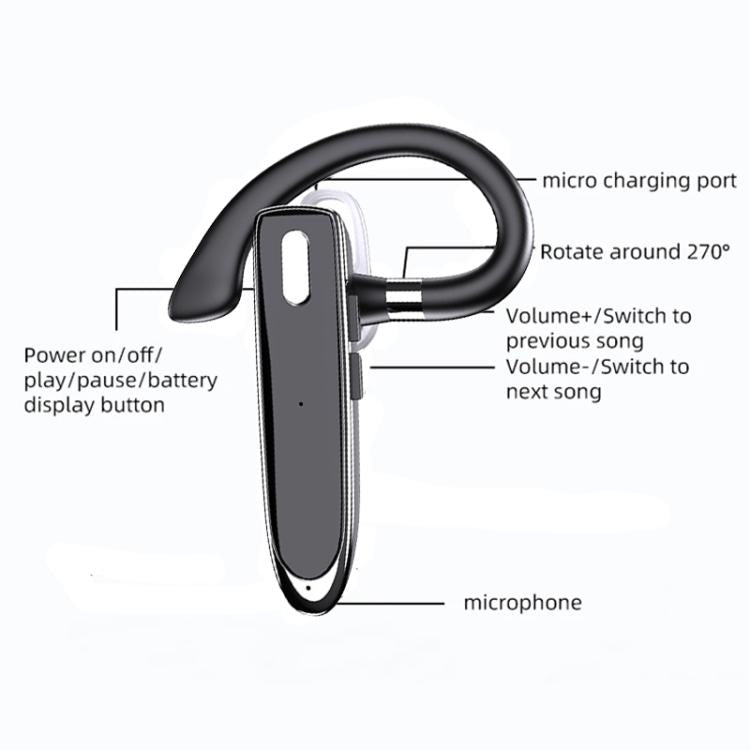 K50 Bluetooth-compatible 5.3 Business Ear-hook Earphone with Mic