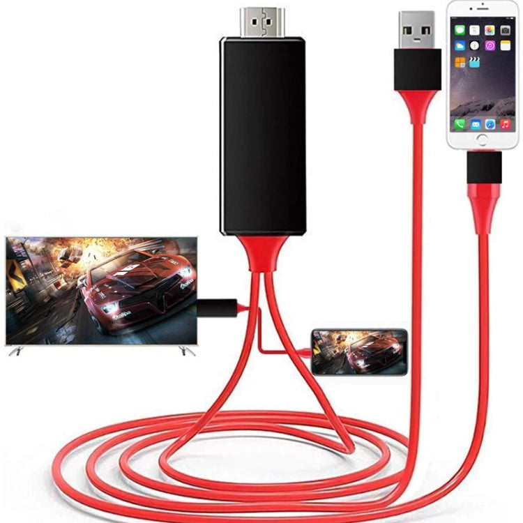 Câble adaptateur 8 broches vers HDMI 1080P de 2 m, compatible avec iPhone, adaptateur HDMI 8 broches