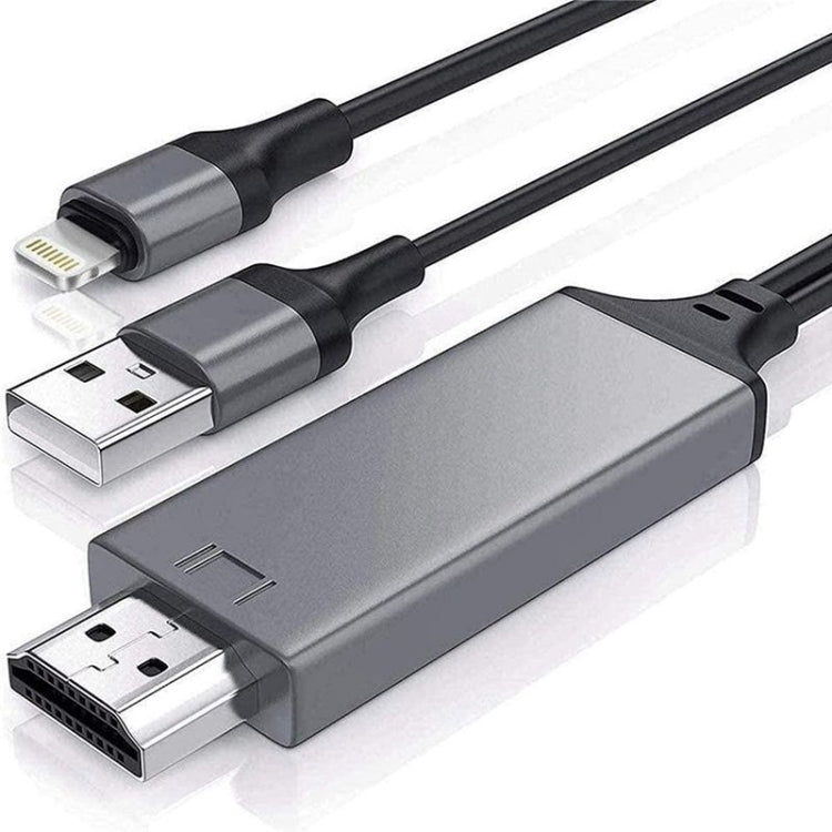 Câble adaptateur 8 broches vers HDMI 1080P de 2 m, compatible avec iPhone, adaptateur HDMI 8 broches