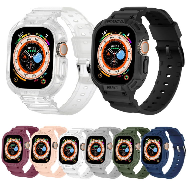 For Apple Watch Ultra 49mm JUNSUNMAY Integrated TPU Case Adjustable Elastic Watch Band