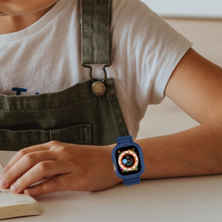 For Apple Watch Ultra 49mm JUNSUNMAY Integrated TPU Case Adjustable Elastic Watch Band