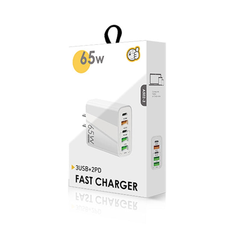 65W Dual PD Type-C + 3 x USB Multi Port Charger with 3A Type-C to 8 Pin Data Cable, US Plug, US Plug + Type-C to 8 Pin Cable
