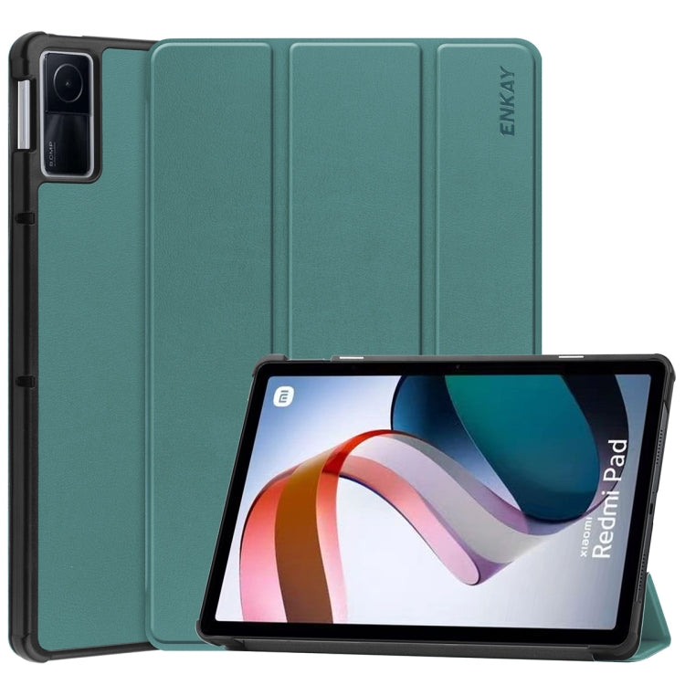 For Xiaomi Redmi Pad 10.61 inch ENKAY Tri-fold Custer Texture Leather Stand Smart Case, For Xiaomi Redmi Pad 10.61 inch