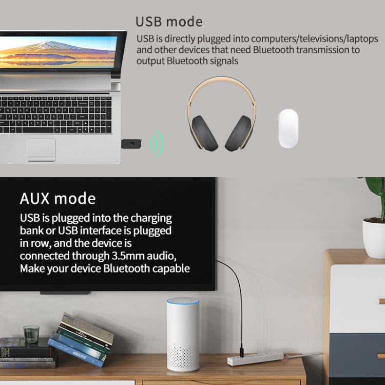 H210 Bluetooth 5.3 Audio Receiver Transmitter 2 in 1 AUX+USB Dual Output, H210