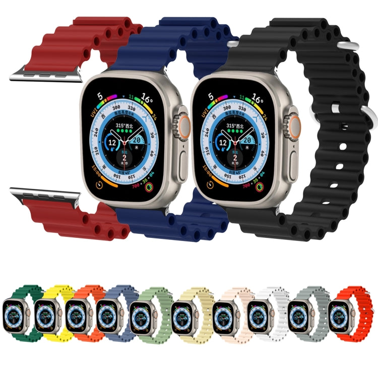 Ocean Silicone Metal Head Watch Band, For Apple Watch Ultra 49mm / Series 8&7 45mm