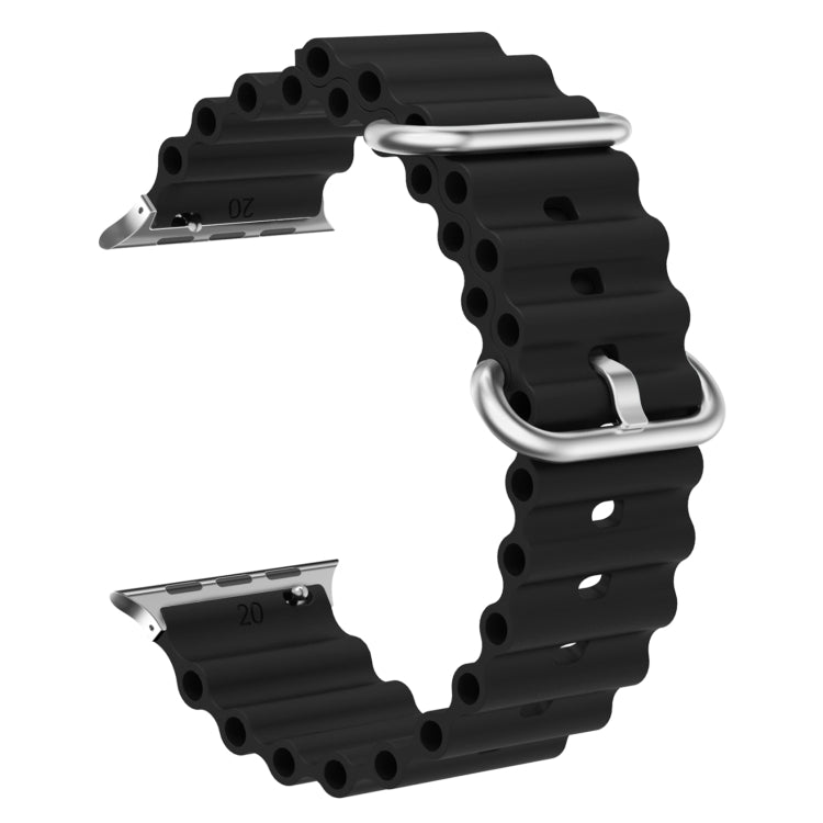 Ocean Silicone Metal Head Watch Band, For Apple Watch Series 8&7 41mm / SE 2&6&SE&5&4 40mm / 3&2&1 38mm