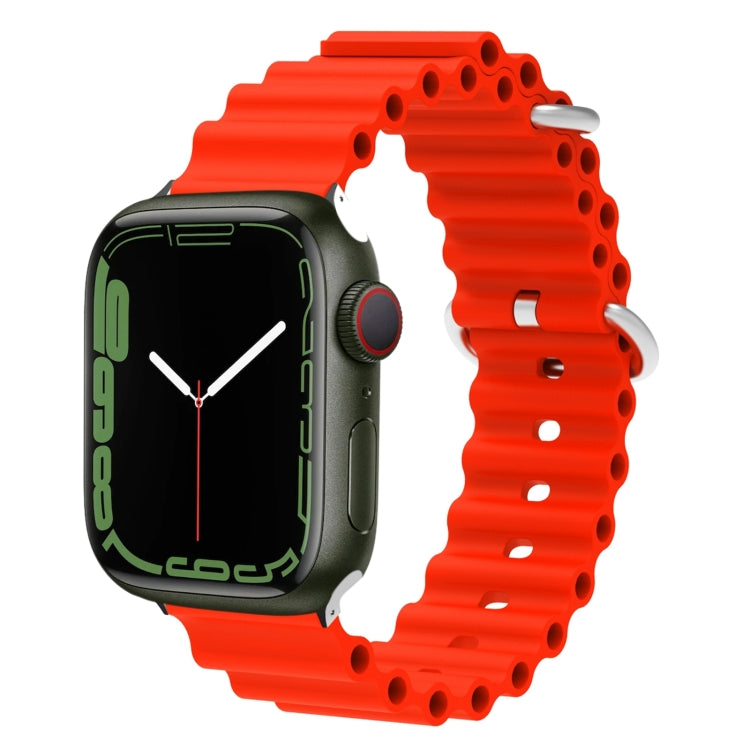 Ocean Silicone Metal Head Watch Band, For Apple Watch Series 8&7 41mm / SE 2&6&SE&5&4 40mm / 3&2&1 38mm