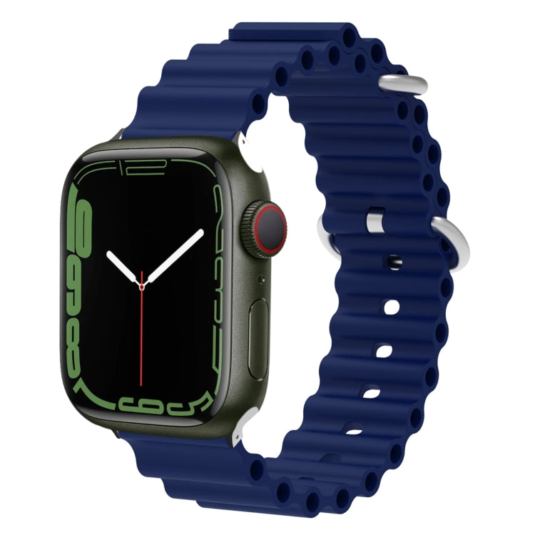Ocean Silicone Metal Head Watch Band, For Apple Watch Series 8&7 41mm / SE 2&6&SE&5&4 40mm / 3&2&1 38mm